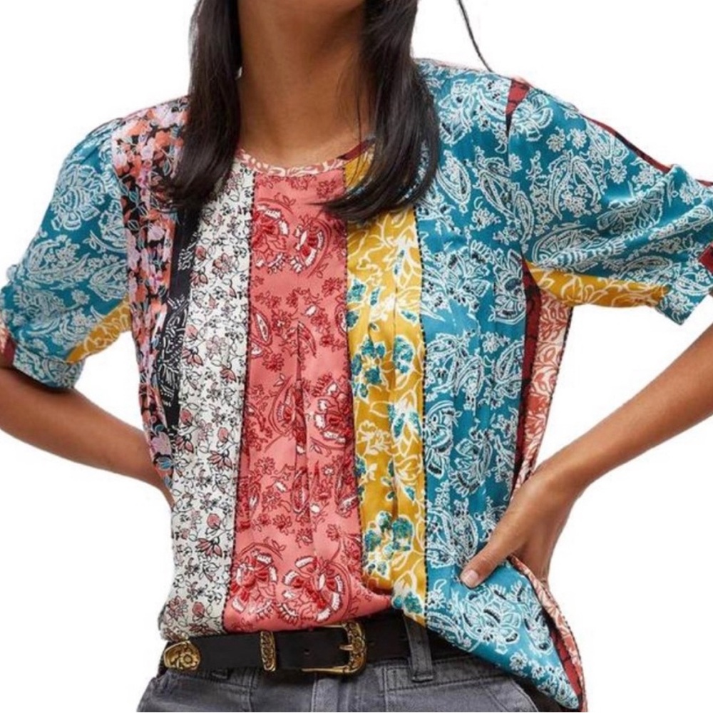Daniel Rainn boho flow shirt with sequins